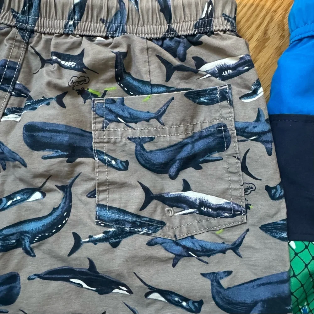 Lands' End Kids Shark Print Swim Trunks - Set of 2